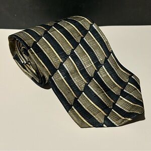 Barry Wells 100% Silk Striped Black and Gold 59” Men's Tie